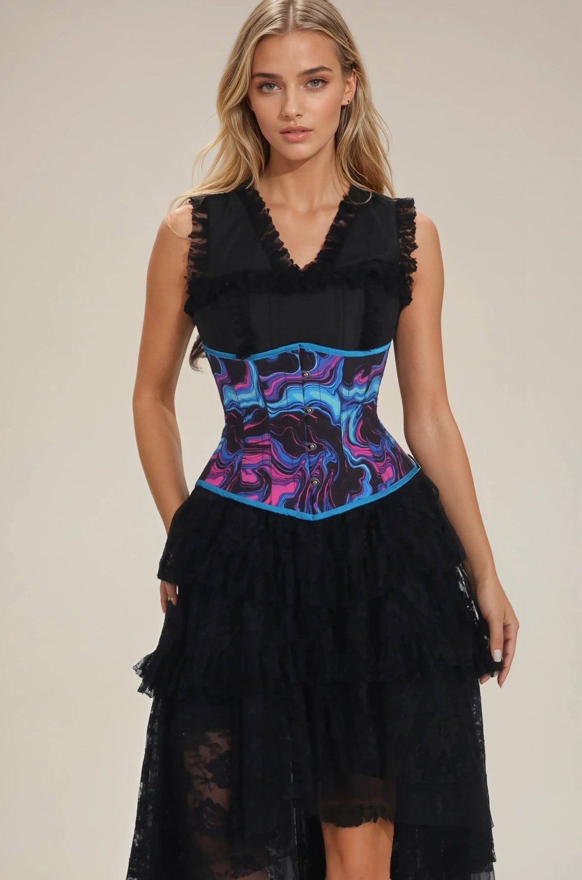 Royalty Neon Liquid Marble Swirl Corset