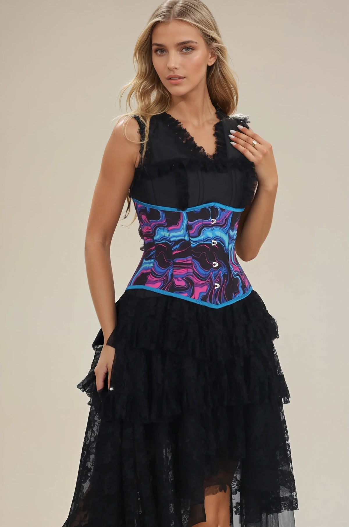 Royalty Neon Liquid Marble Swirl Corset