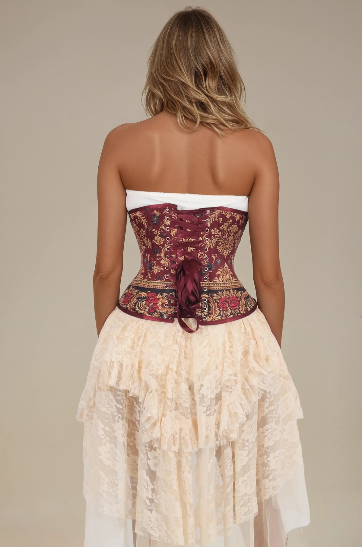 Ivee Opulent Baroque Print Underbust Corset