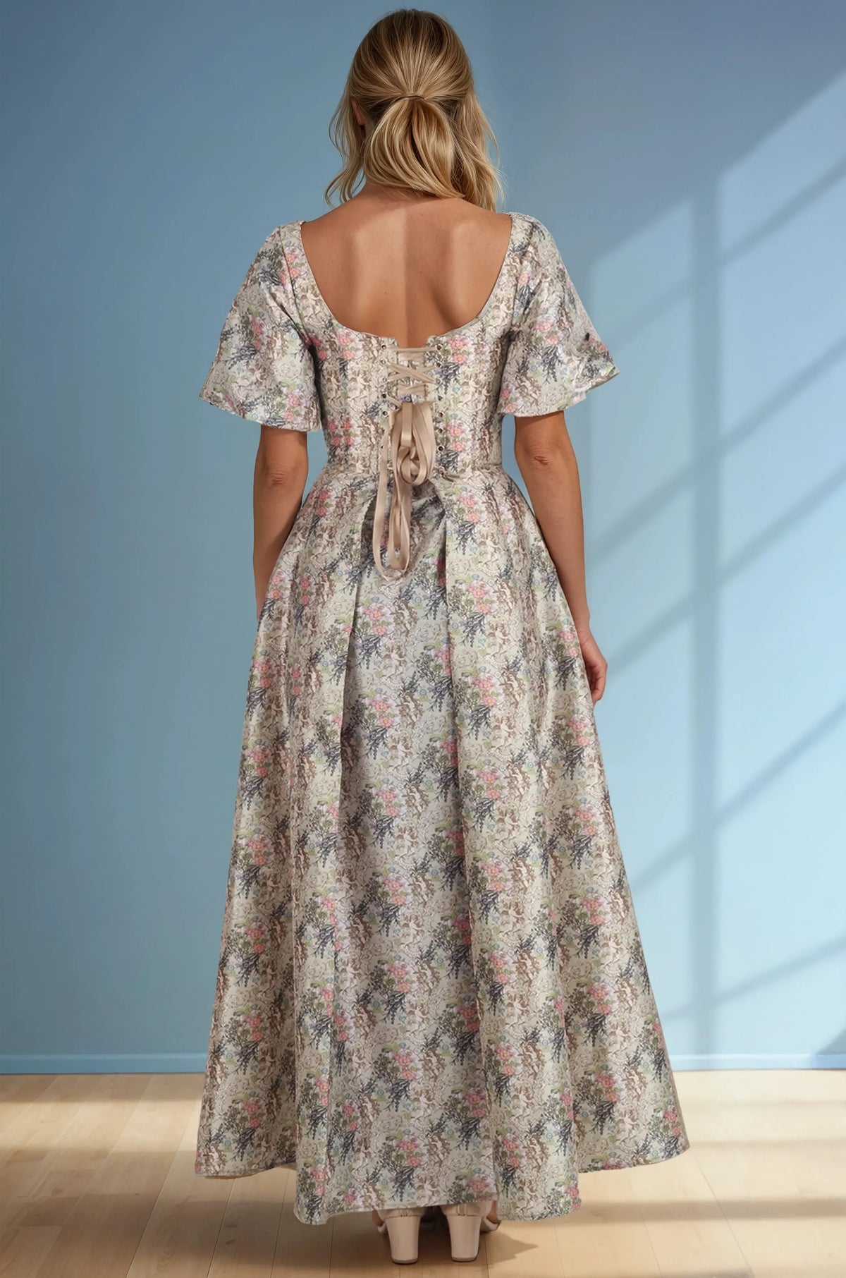 Helen Floral Print Custom Made Corset Gown