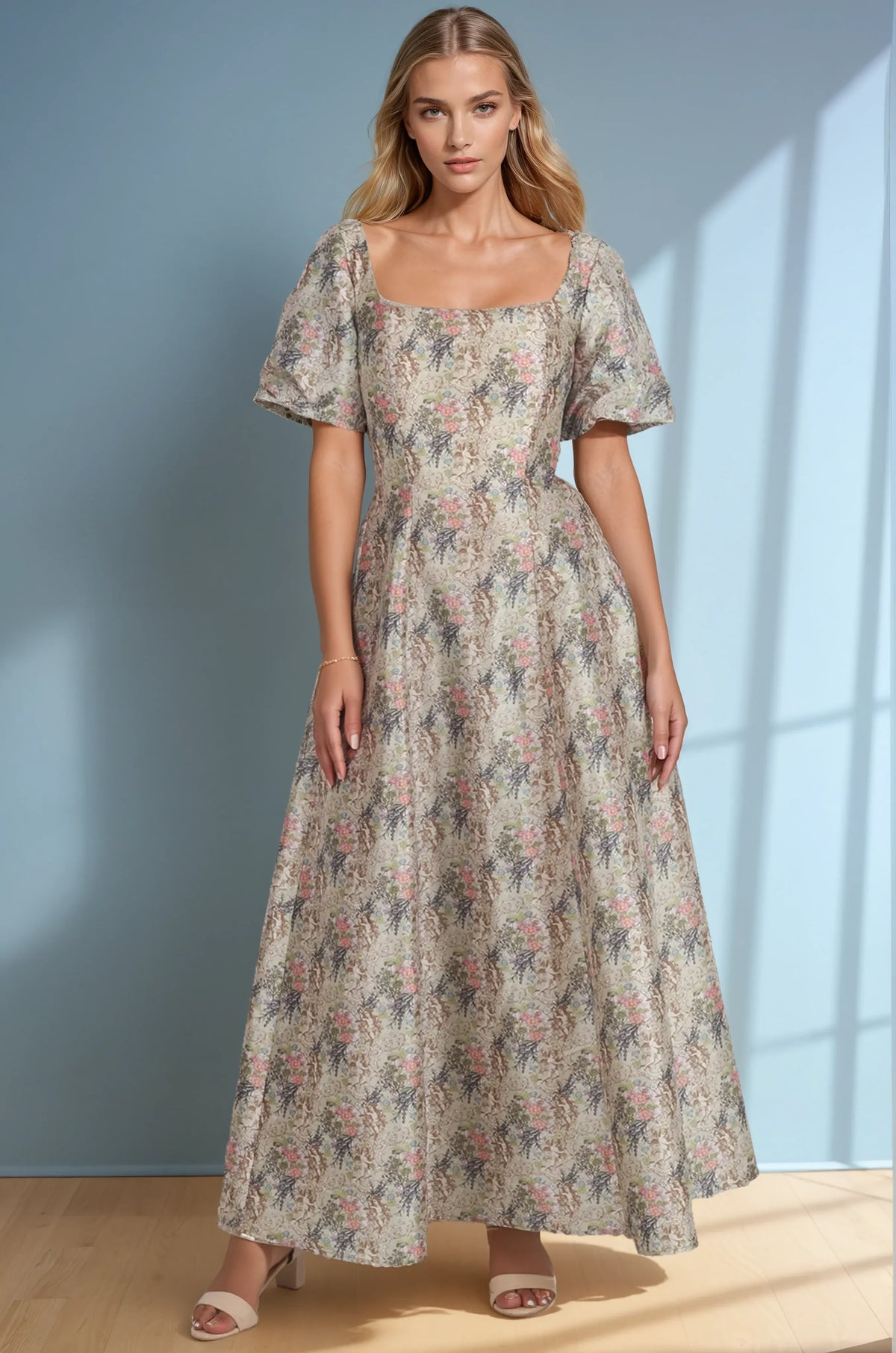 Helen Floral Print Custom Made Corset Gown
