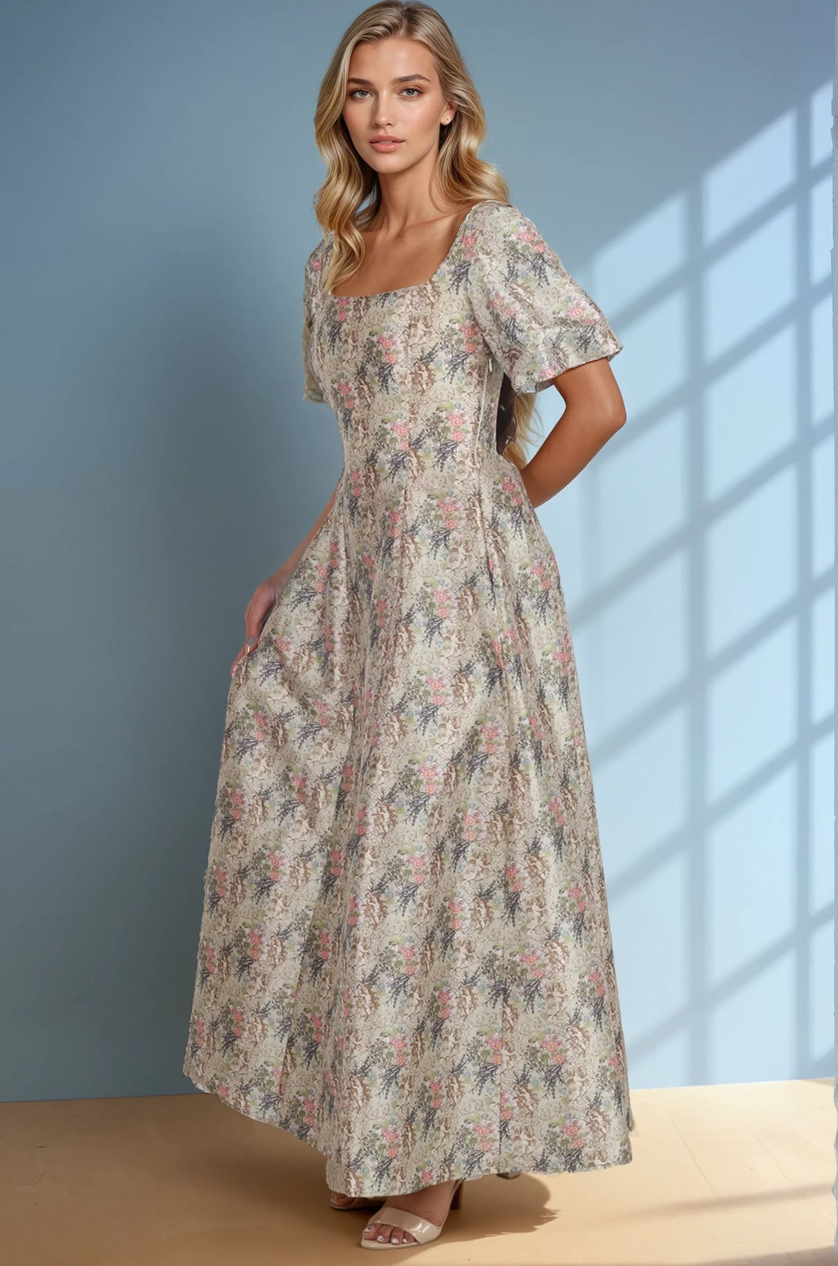 Helen Floral Print Custom Made Corset Gown