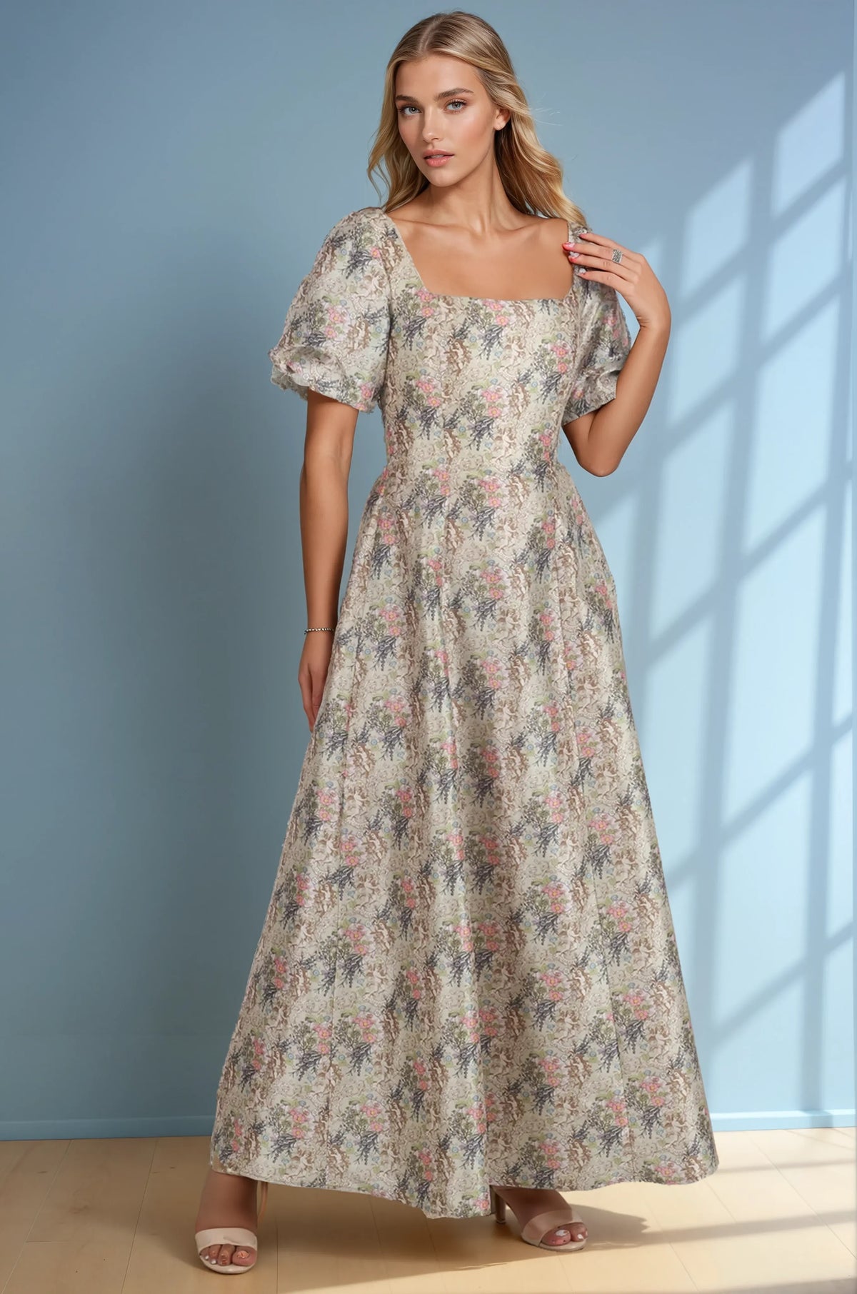 Helen Floral Print Custom Made Corset Gown