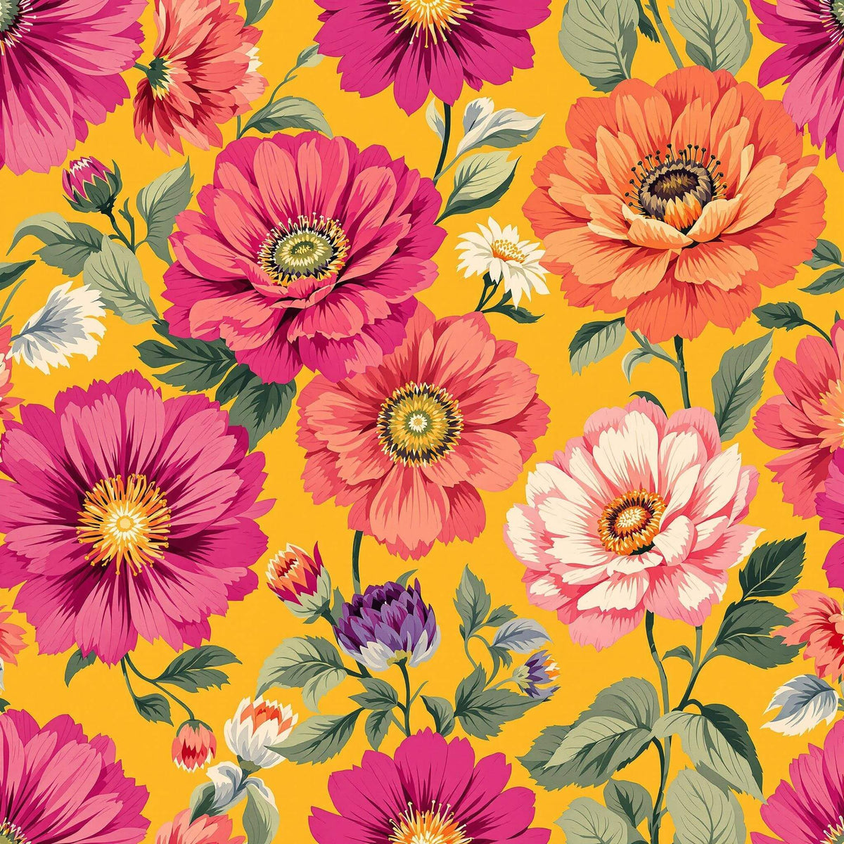V133-Sunburst Orange & Fuchsia Edwardian Blooms