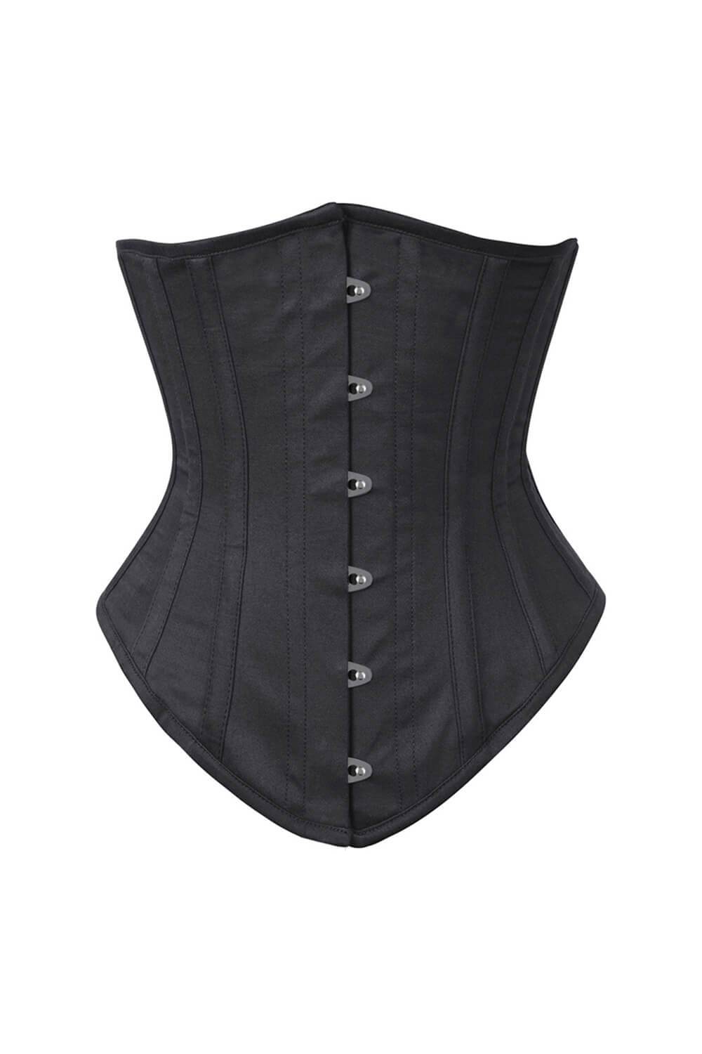 VG-19735 - Long Line Black Waist Shaper Corset in 100% Cotton