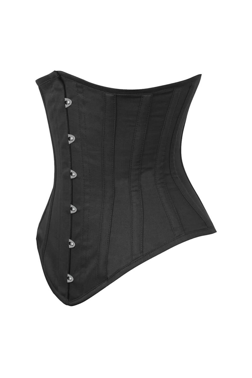 VG-19735 - Long Line Black Waist Shaper Corset in 100% Cotton