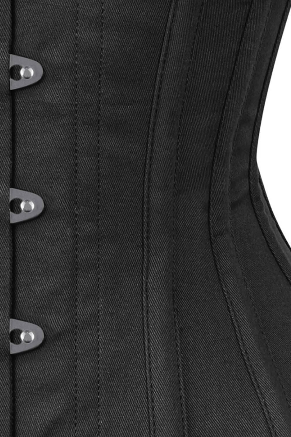 VG-19735 - Long Line Black Waist Shaper Corset in 100% Cotton